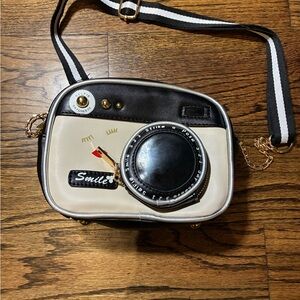 Chic Black and Cream Crossbody Camera Bag